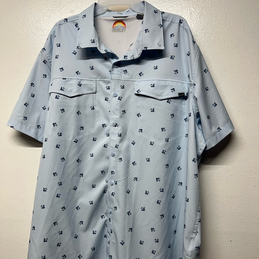 Hurley Men’s Short Sleeve XXL Palm Tree Woven Button Down Shirt